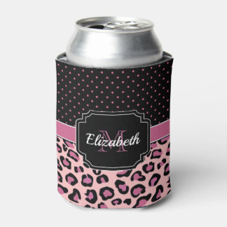 Dots & Leopard Print Can Cooler