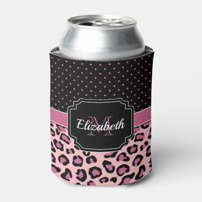 Dots & Leopard Print Can Cooler (Can Front)