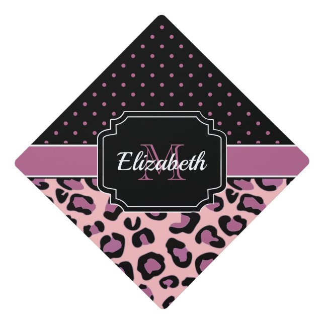 Dots & Leopard Print Graduation Cap Topper (Front)