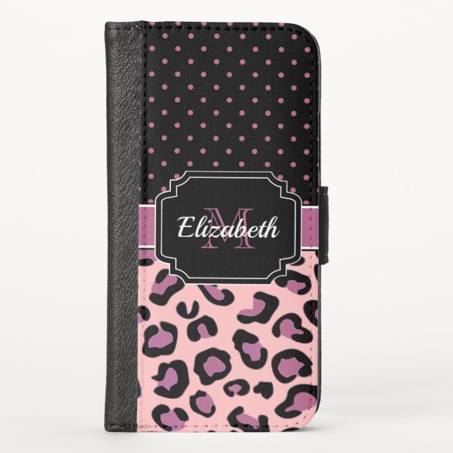 Dots & Leopard Print iPhone Wallet Case (Front)
