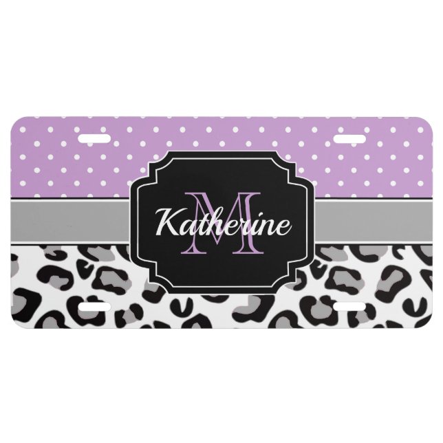Dots & Leopard Print License Plate (Front)
