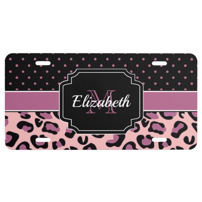 Dots & Leopard Print License Plate (Front)