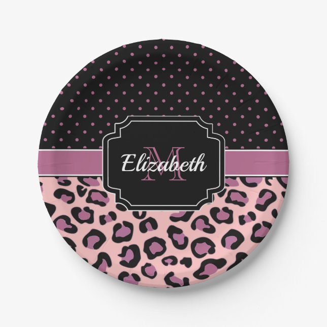 Dots & Leopard Print Paper Plates (Front)