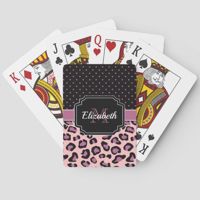 Dots & Leopard Print Poker Cards (Back)