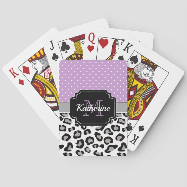 Dots & Leopard Print Poker Cards (Back)