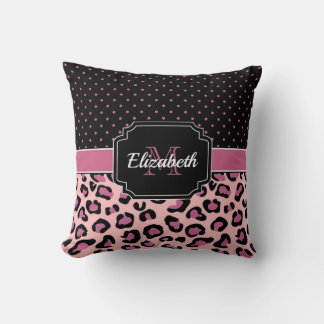 Dots & Leopard Print Throw Pillow