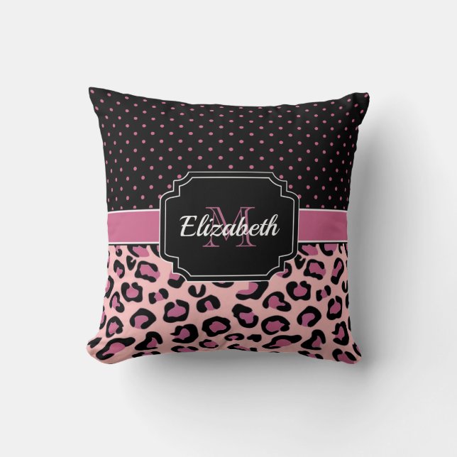 Dots & Leopard Print Throw Pillow (Front)