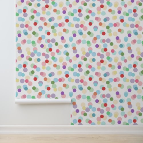 Dots Modern Colorful Pattern White Wallpaper