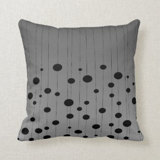 Dots on strings, gray background geometric theme throw pillow