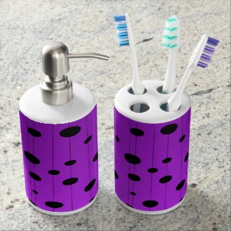 Dots on strings, purple background geometric theme bath set