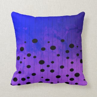 Dots on strings, purple background geometric theme throw pillow