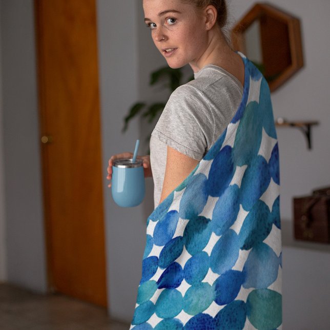 Dots pattern - blue and green fleece blanket (Creator Uploaded)