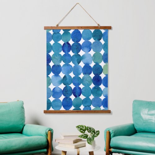 Dots pattern _ blue and green hanging tapestry