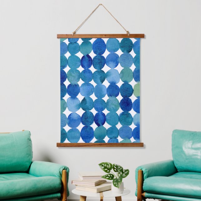 Dots pattern - blue and green hanging tapestry (Living Room)
