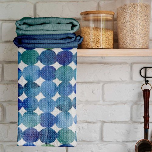 Dots pattern _ blue and green kitchen towel