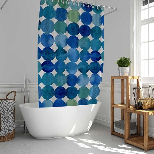 Dots pattern _ blue and green shower curtain