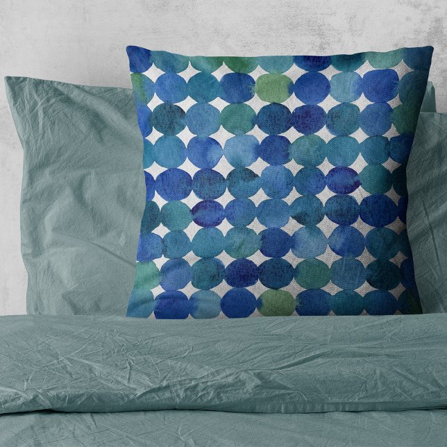 Dots pattern - blue and green throw pillow (Creator Uploaded)