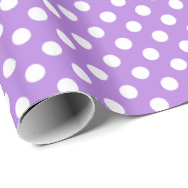 Dots Pattern Floral Lavender Wrapping Paper (Roll Corner)