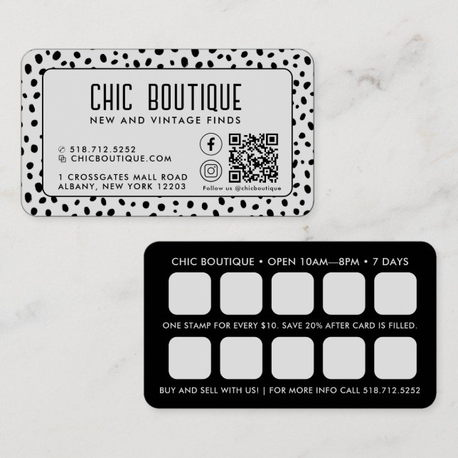 Dots Pattern QR Code Reward Business Card (Front/Back)