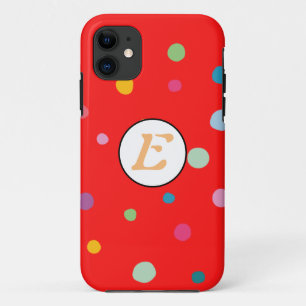 Dots pattern red colorful monogram joyful cute iPhone 11 case