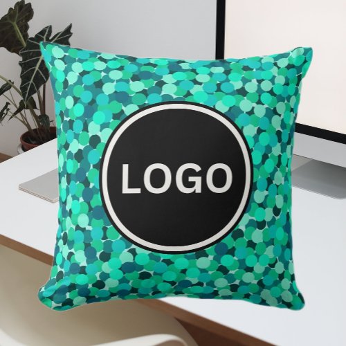 Dots Pattern Teal Elegant Modern Business Logo Throw Pillow