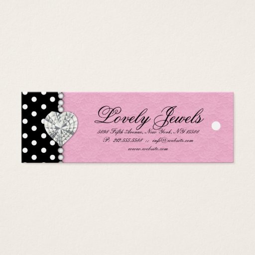 Customizable Dots Pearl Lace Jewels Price Tag Pink Business Card