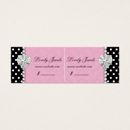 Customizable Dots Pearl Lace Jewels Price Tag Pink Double Business Card