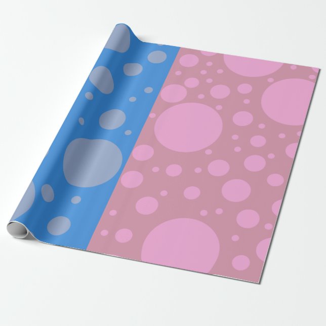 Dots pink and blue Matte Wrapping Paper, Paper (Unrolled)