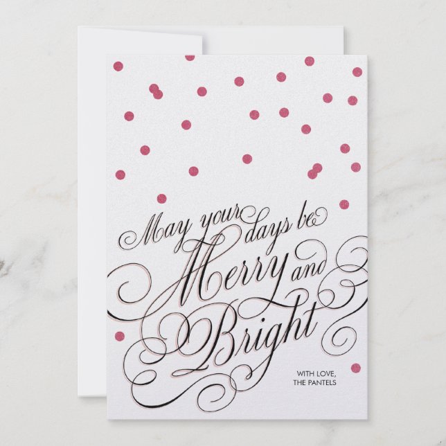 Dots Red Script Holiday Card (Front)