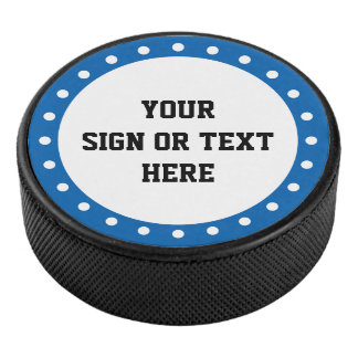 Dots Ring & Dot white + your color, sign or text Hockey Puck