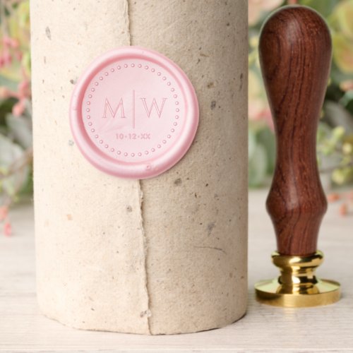 Dots Round Frame Two Initial Wedding Monogr Wax Seal Stamp