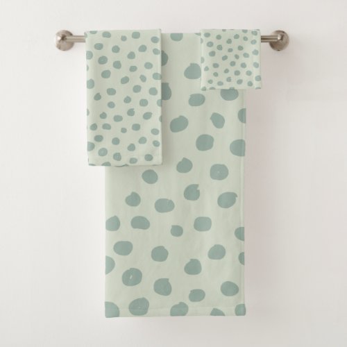 Dots Sage Green Bath Towel Set