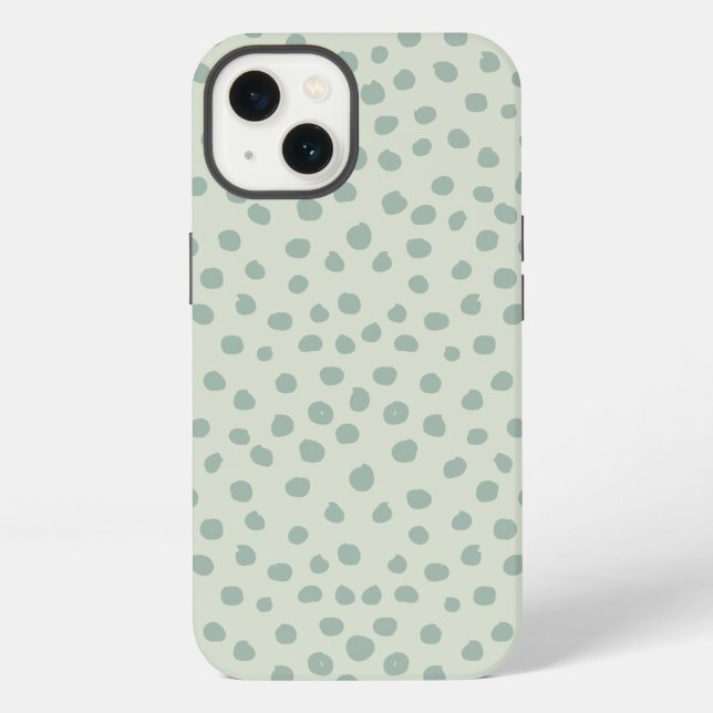 Dots Sage Green Iphone Case (Back)