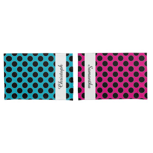 Dots seamless pattern black / white contour pillow case (Front-Set)