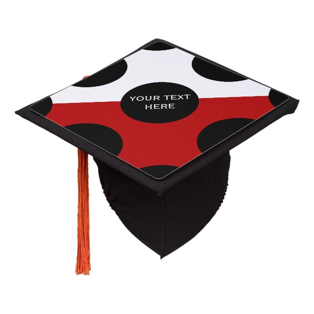 Dots seamless pattern black + your back graduation cap topper (Angled)