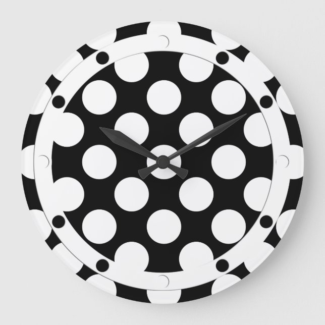 Dots seamless pattern white + your backgr. large clock (Front)