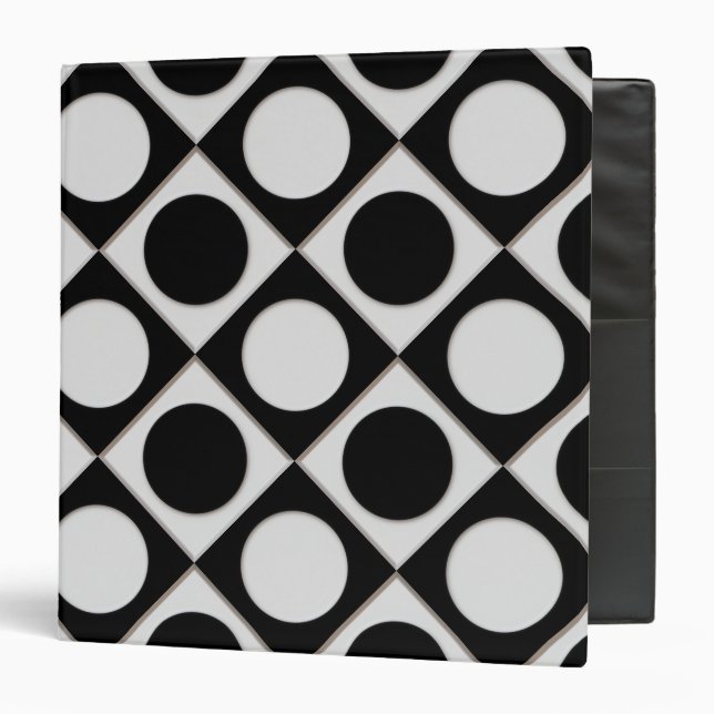 Dots & Squares / black white + your ideas 3 Ring Binder (Front/Inside)