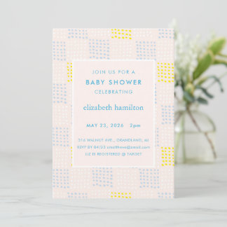Dots & Squares Pink & Blue Baby Shower Invitation