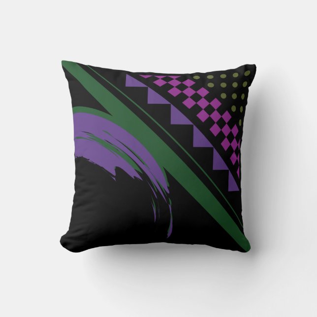 Dots, Squares, Stripes Throw Pillow (Front)