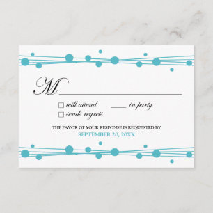 Dots & Straw RSVP Card (white/aqua)