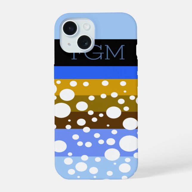 dots & stripes custom initials iphone case (Back)