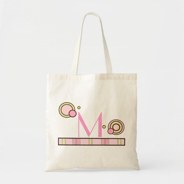 Dots & Stripes Monogrammed Bag - Pinks (Front)
