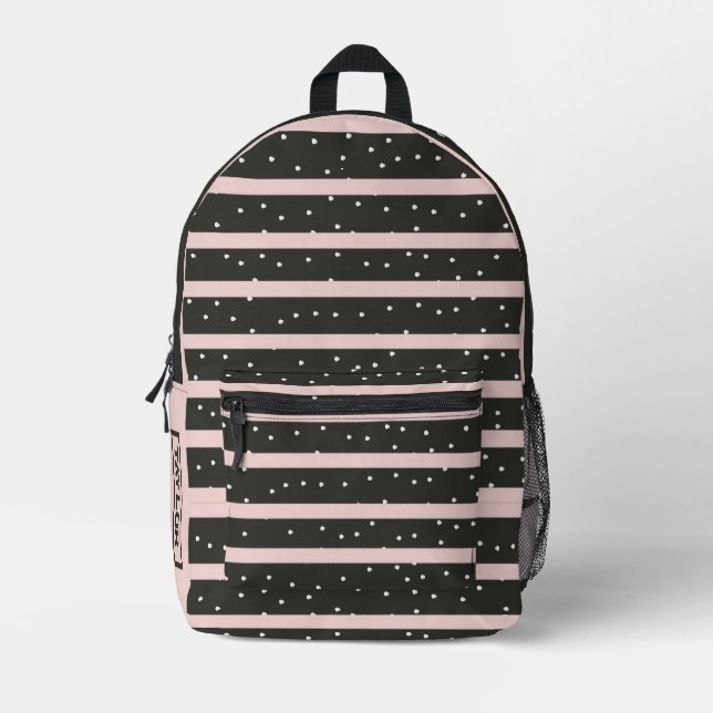 Dots & Stripes Personalized Printed Backpack (Front)