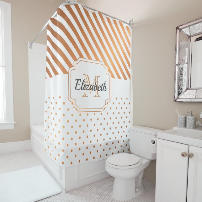 Dots & Stripes Shower Curtain (In Situ)