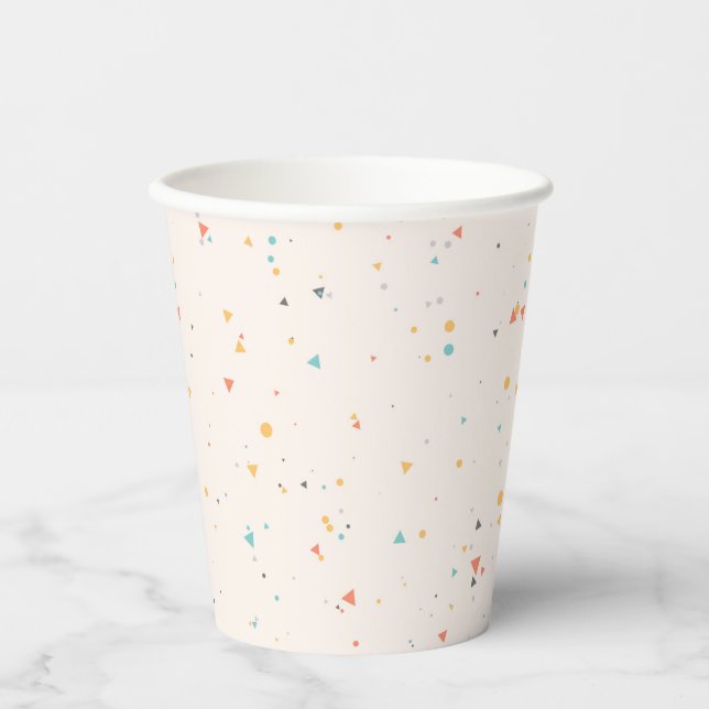 Dots & Triangle Confetti Pattern Paper Cups (Front)