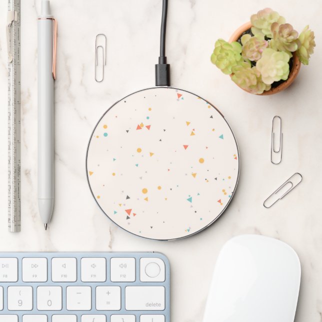 Dots & Triangle Confetti Pattern Wireless Charger (Desk)