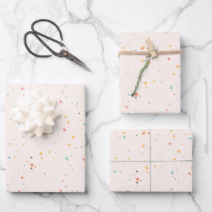 Dots & Triangle Confetti Pattern Wrapping Paper Sheets