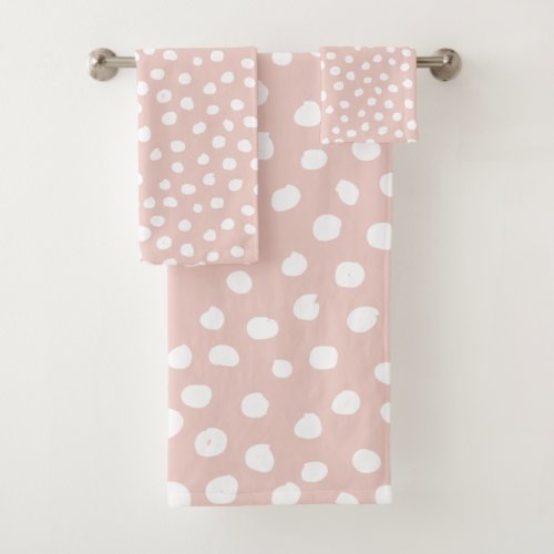 Dots Wild Animal Print Blush Pink And White Spots Bath Towel Set