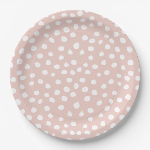 Dots Wild Animal Print Blush Pink And White Spots Paper Plates
