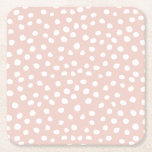 Dots Wild Animal Print Blush Pink And White Spots Square Paper Coaster<br><div class="desc">Animal Print – Leopard print spots – blush pink and white.</div>